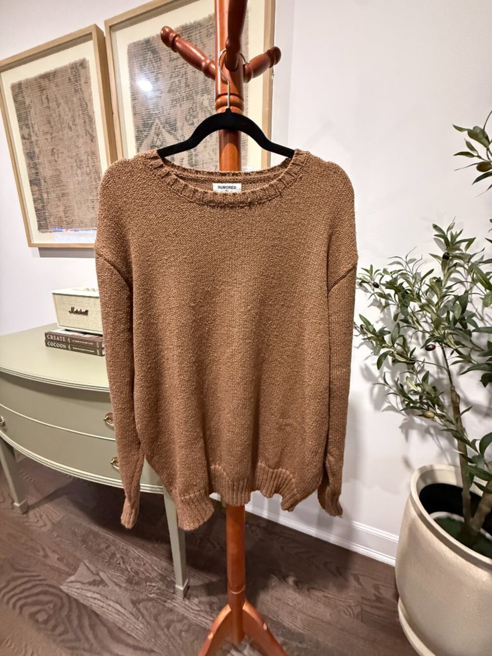 Rumored Bronze Metallic Oversized Knit Sweater M/L